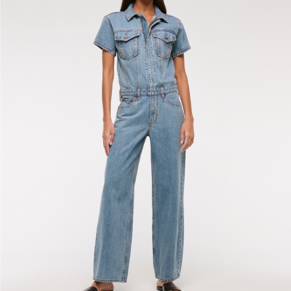 Abercrombie & Fitch Light Blue Denim Jumpsuit